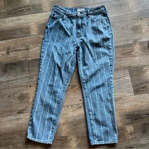 PacSun Blue Striped Women Mom Jeans